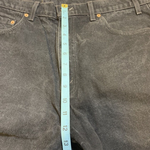 Vintage 90s Levis 505 Regular Straight Leg Grunge Black Denim Jeans Size 37x29.5 - Picture 9 of 10